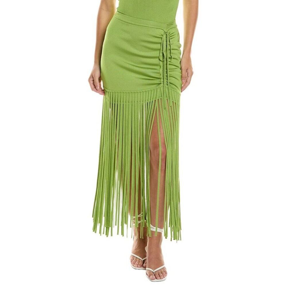 Toccin Womens Amalia Ruched Mini Skirt, Green